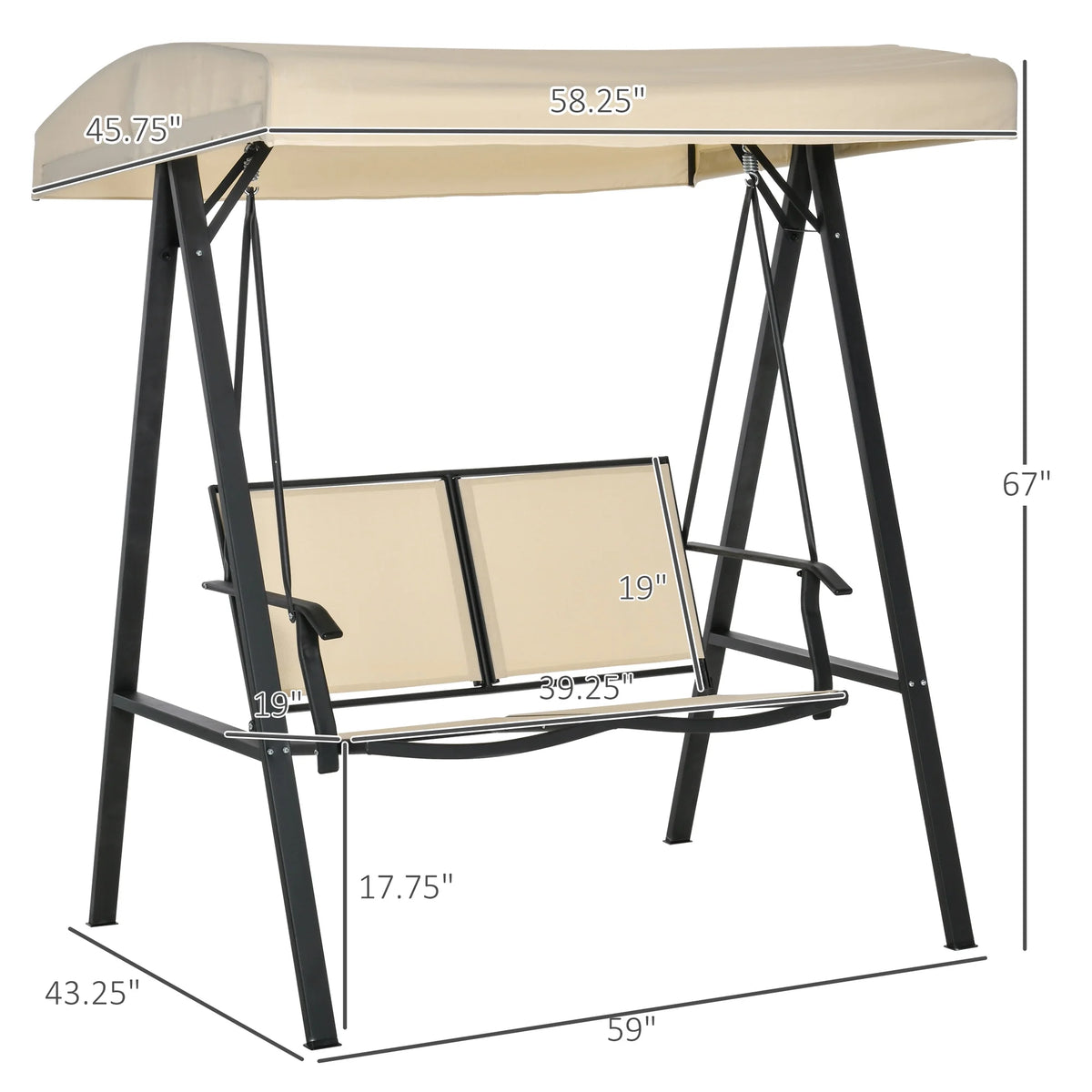 Beige 2-Person Patio Swing with Canopy J8850
