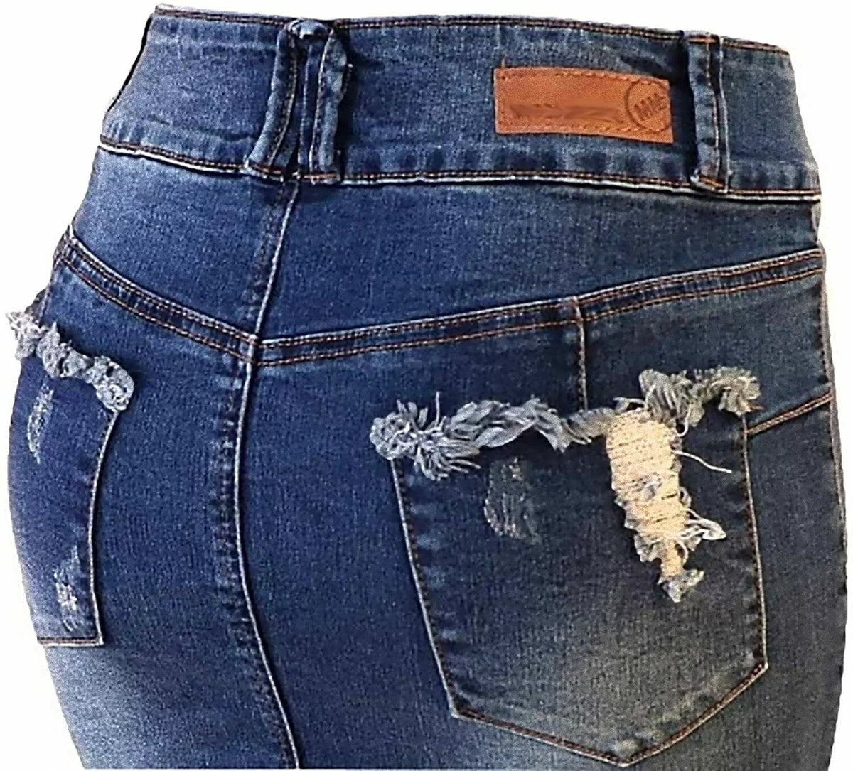 Plus Size Midi Ripped Denim Jean Skirt H439