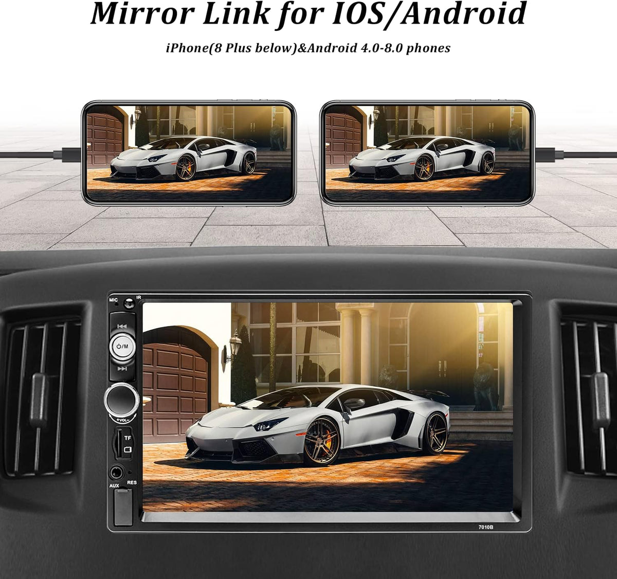 7 Inch Double Din Car Stereo with Bluetooth Touch Screen Car Radio MP5 Player O796492
