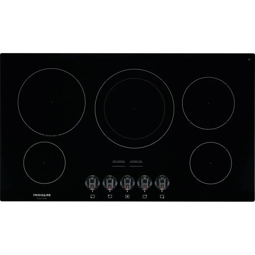 36 Electric Cooktop with 5 Elements Ceramic Glass in Black J786458