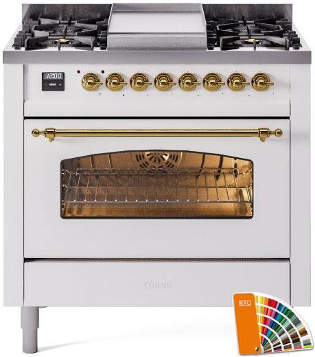 36 Dual Fuel Natural Gas Range with Brass Trim X5689