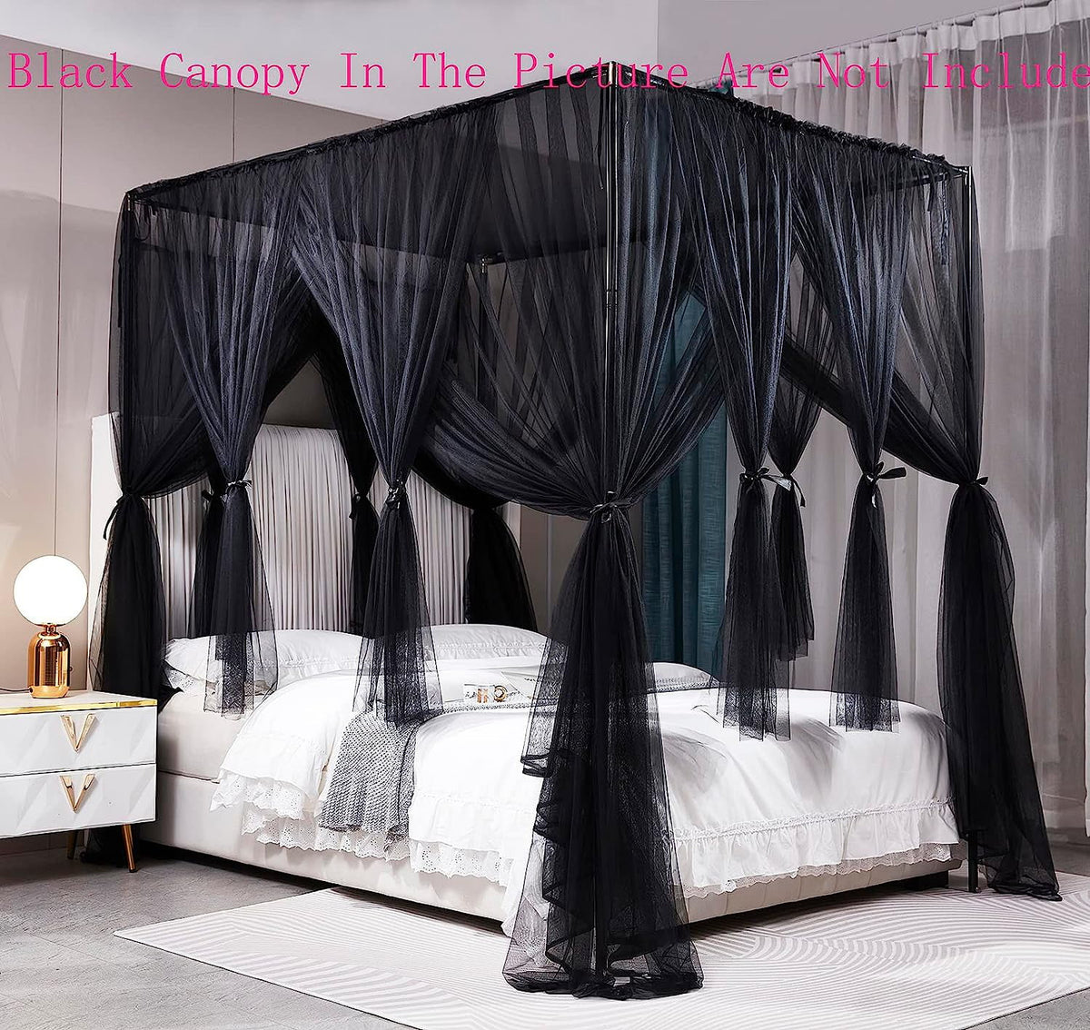 Queen Size Black Canopy Bed Frame T8368