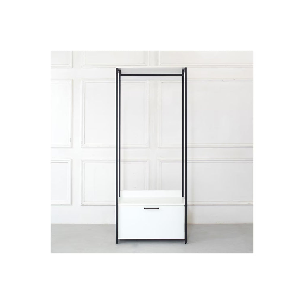 Wood and Metal Walk-in Closet with One Drawer Y33589