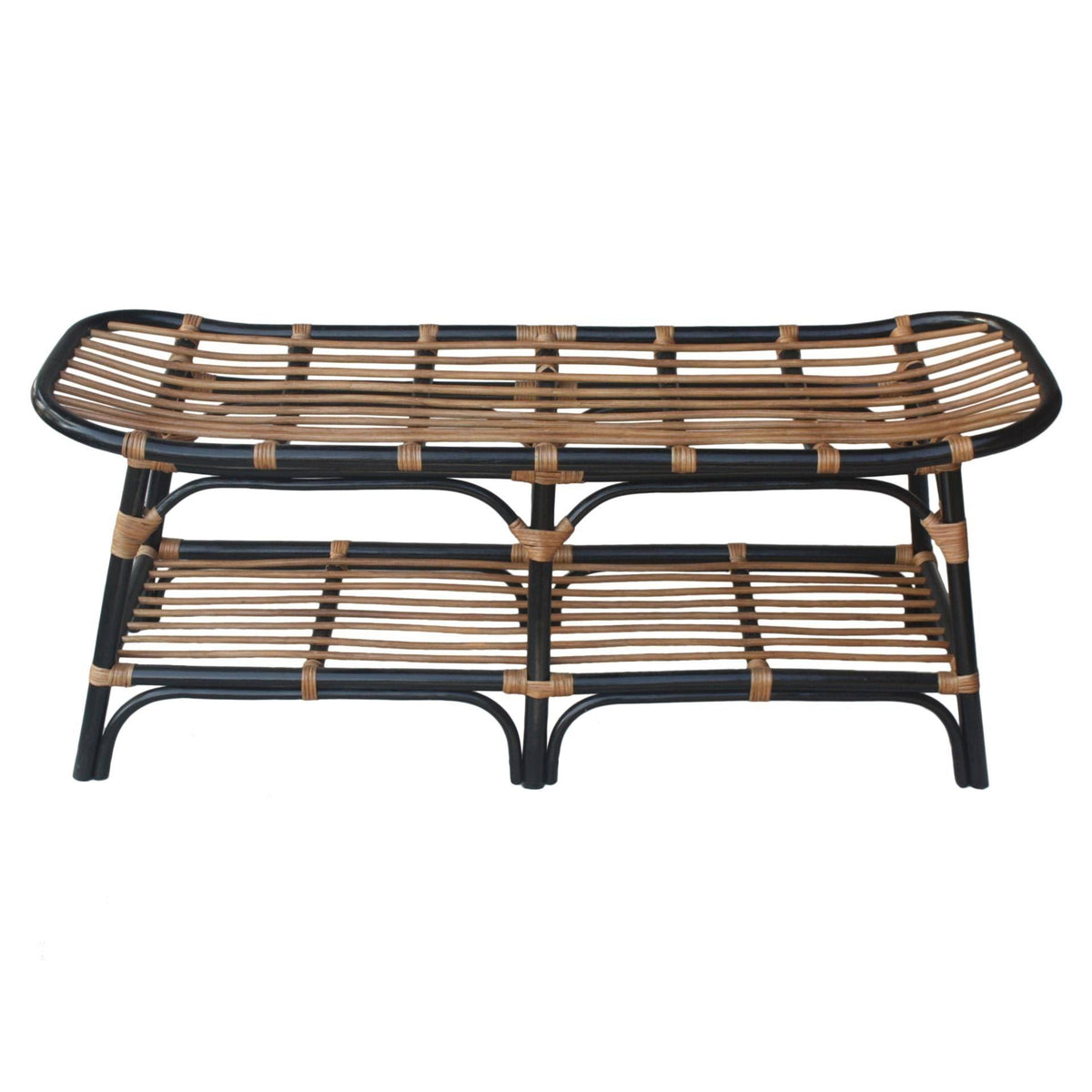 Rattan Bench with Shelf I8486