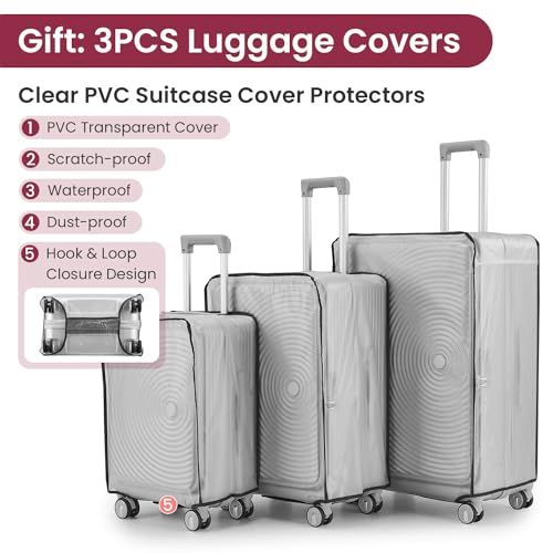 3 Piece Expandable PC Hard Shell Luggage Set with Spinner Wheels J356191