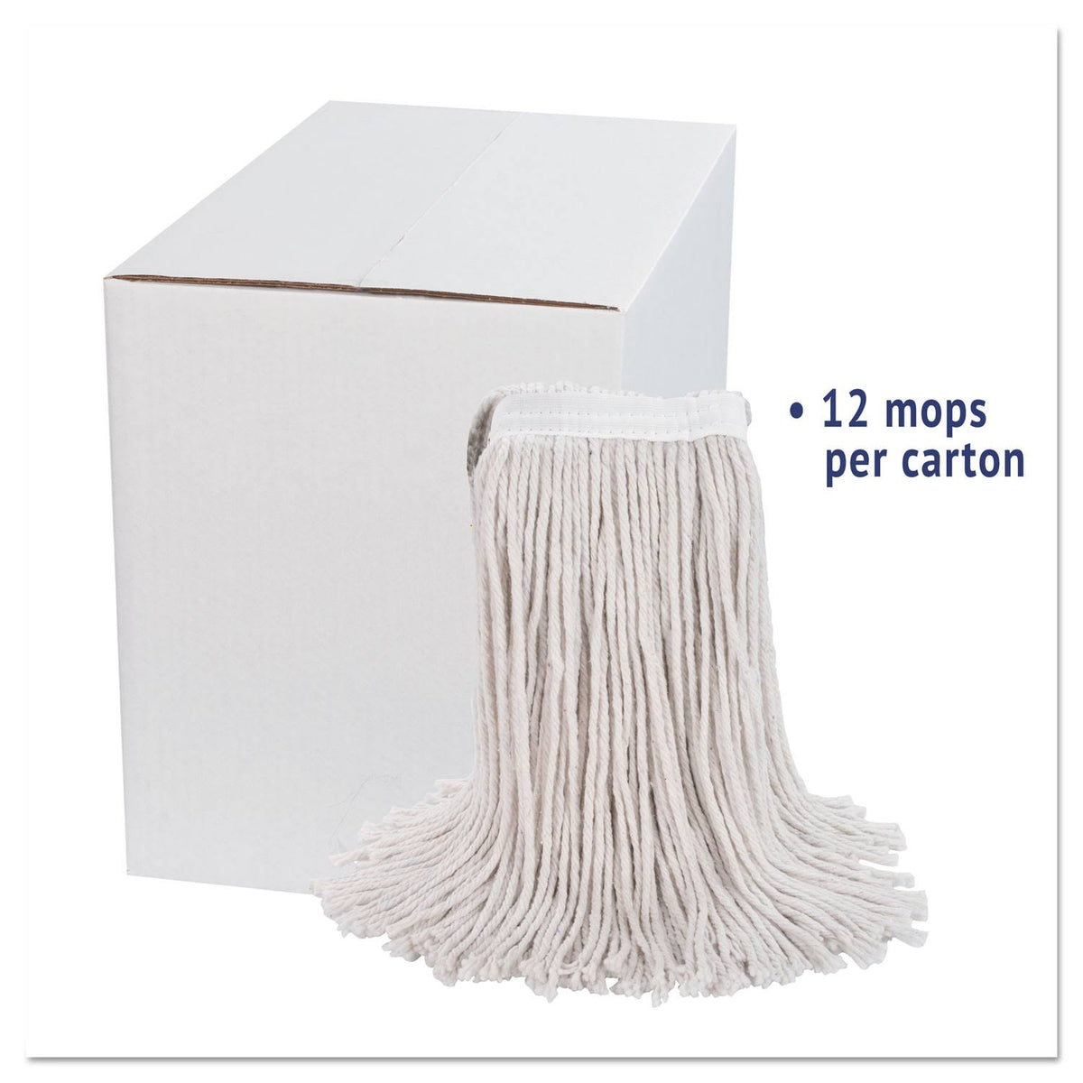 White Cotton Cut-End Wet Mop Heads 24oz 12/Carton T302