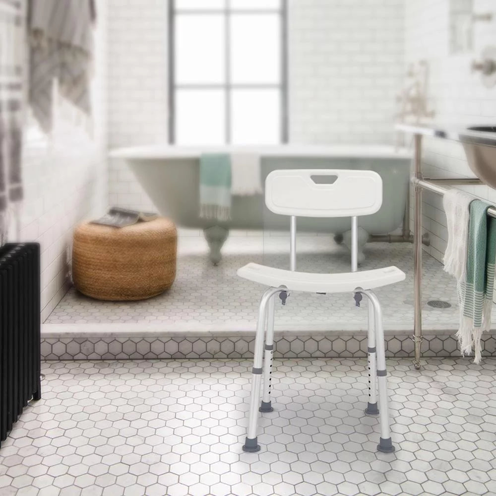 Adjustable Shower Chair Seat Bench with Removable Back U42731