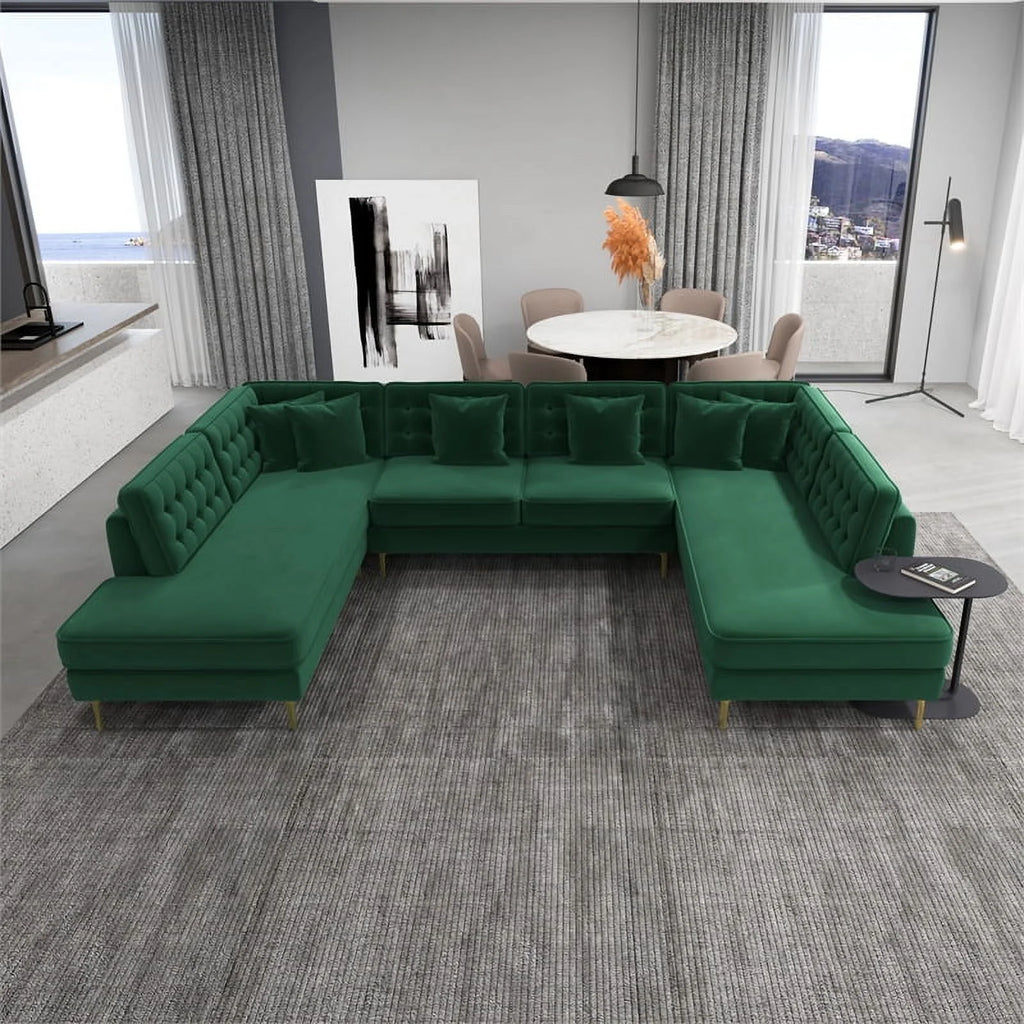 Green Velvet Corner Sectional Couch V5138