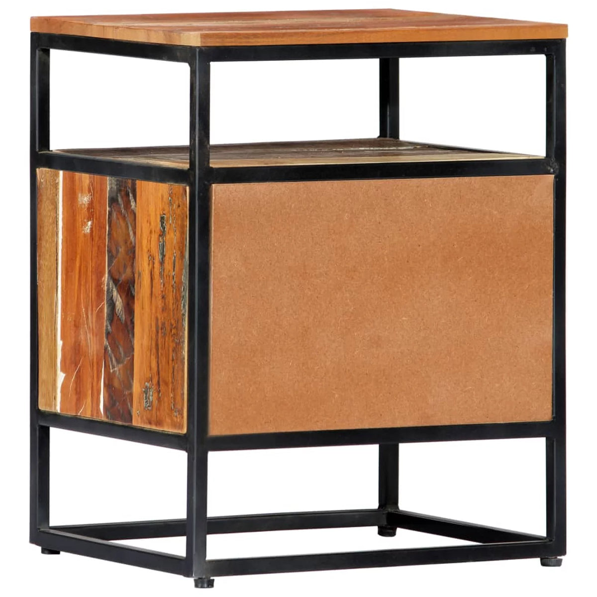 Bedside Cabinet Solid Reclaimed Wood and Steel A6937