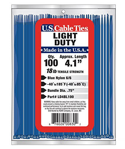 4-Inch Light Duty Cable Ties, Blue, 100-Pack Q2275