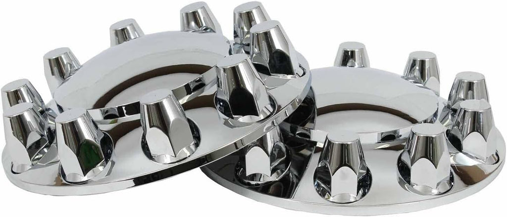 2 Pack Chrome Plated ABS Plastic Front Axle Wheel Cover Hubcap for Semi Truck V595201