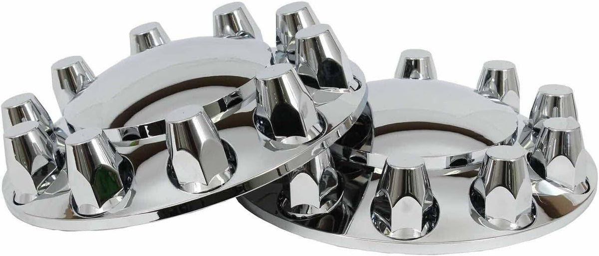 2 Pack Chrome Plated ABS Plastic Front Axle Wheel Cover Hubcap for Semi Truck V595201