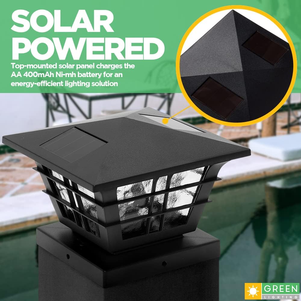 12 Pack Black Solar Powered Post Cap Light R77824