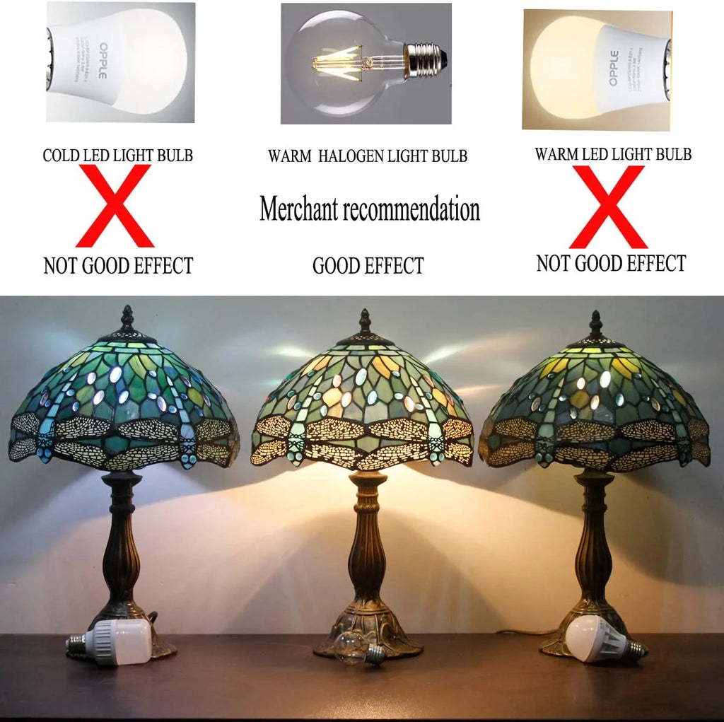Stained Glass Table Lamp 24" Tall Sea Blue A779