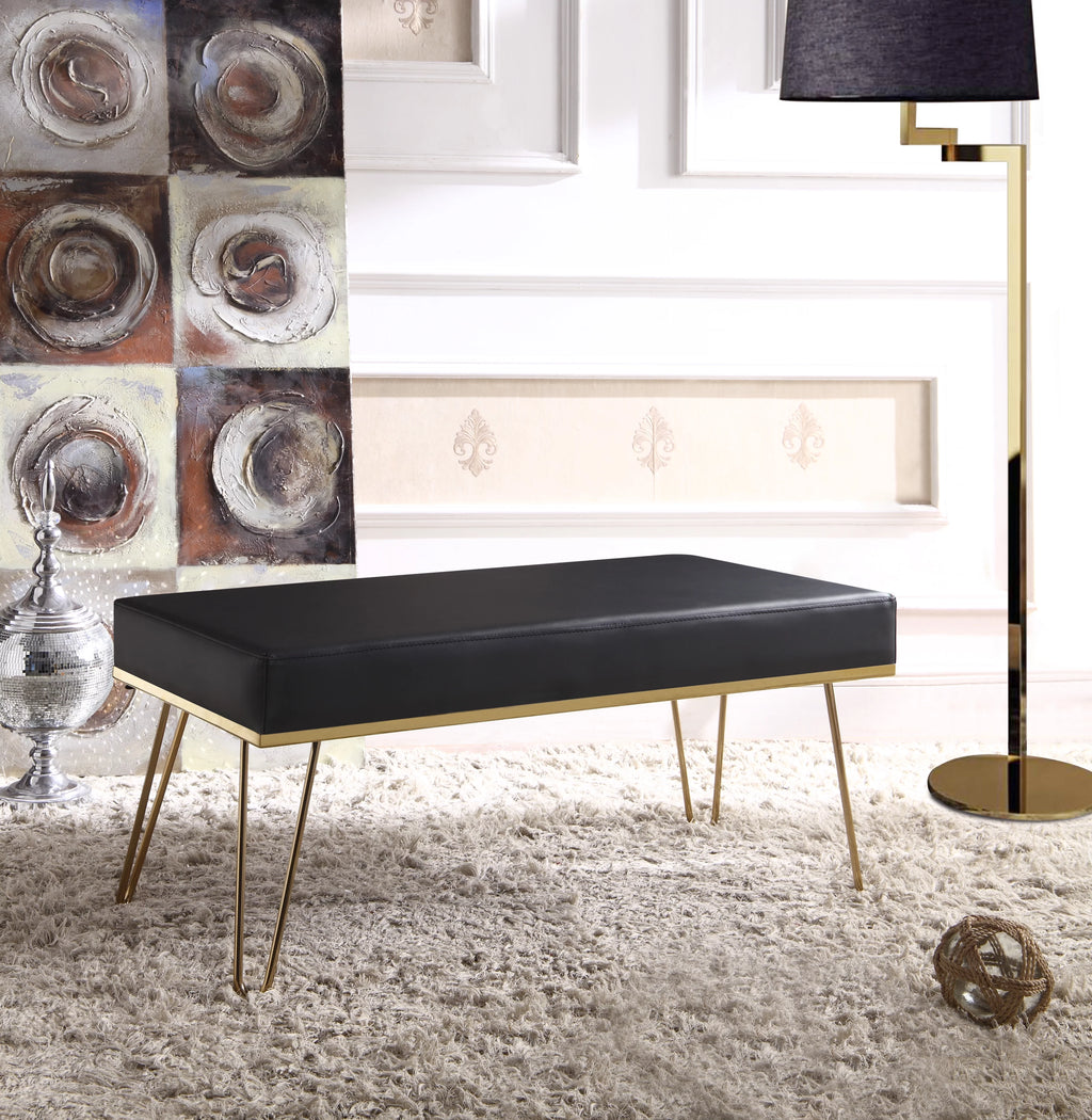 Black PU Leather Upholstered Bench L413