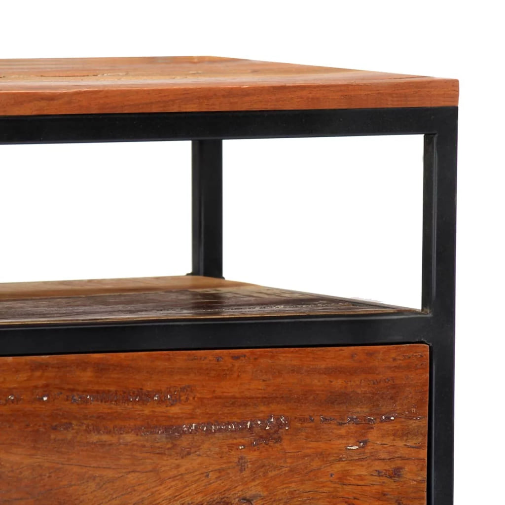 Bedside Cabinet Solid Reclaimed Wood and Steel A6937
