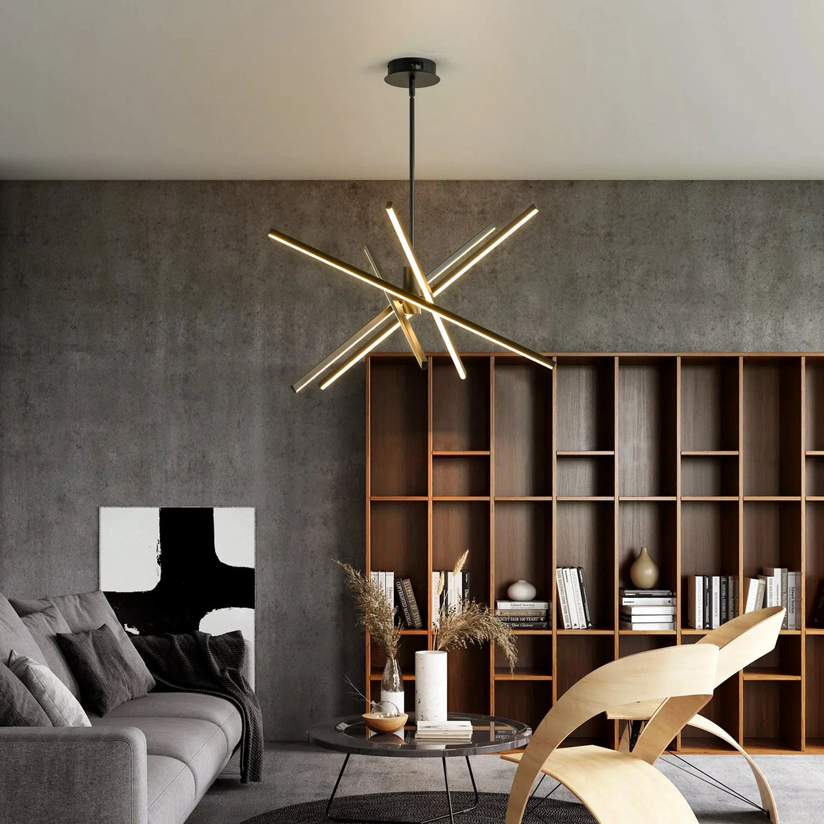 5-Light Aluminum Dimmable LED Linear Chandelier X4369