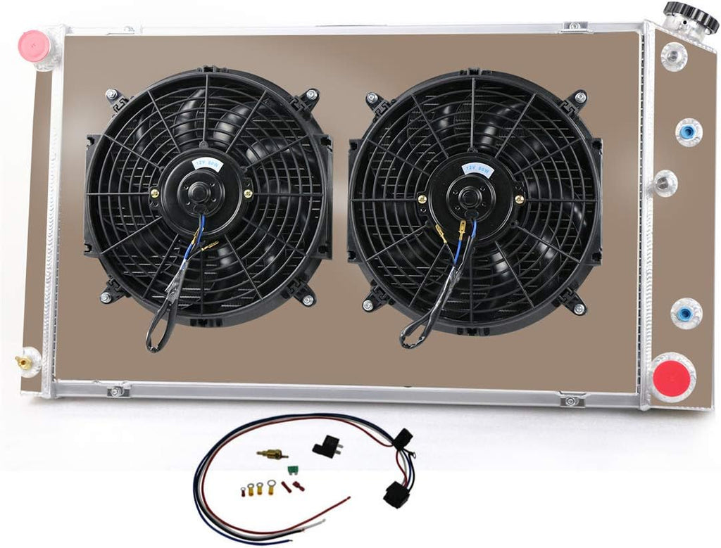 4 Row All Aluminum Engine Radiator with Fan Shroud Combo V4591