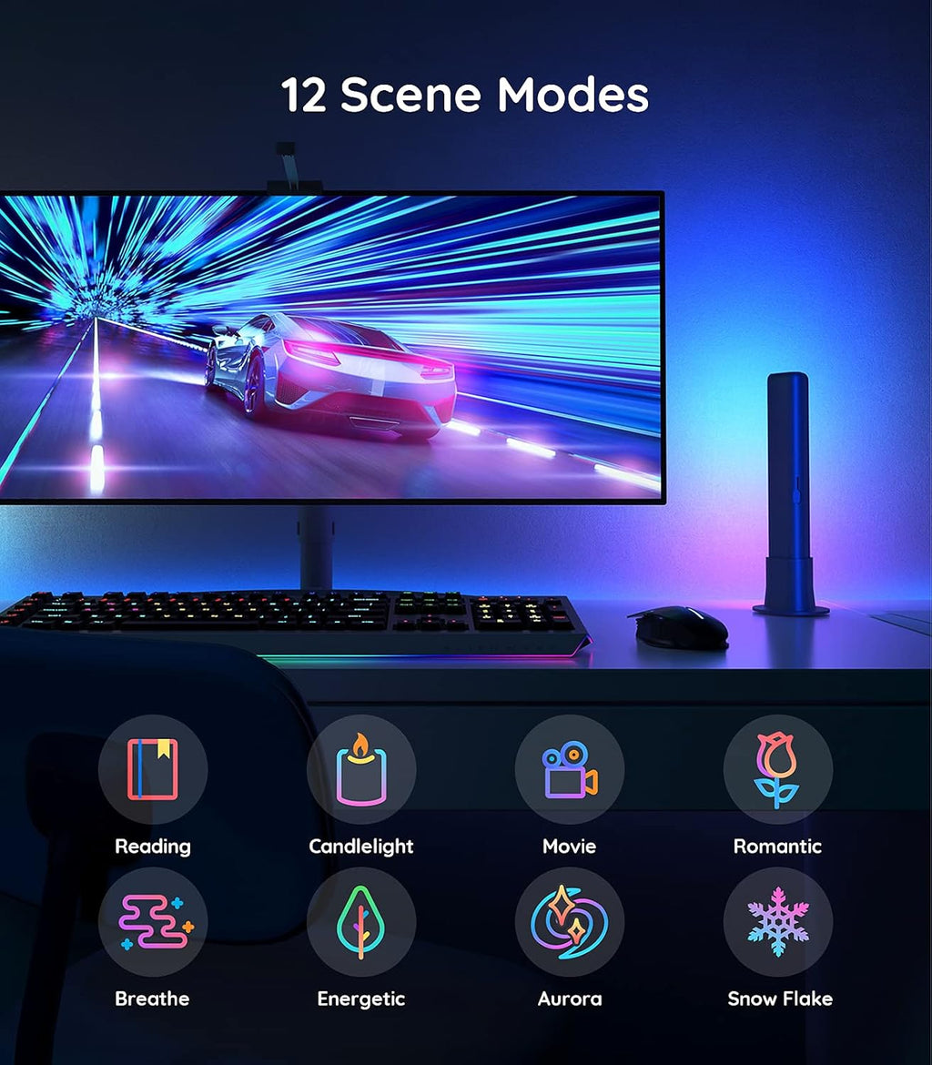 RGBIC LED Light Bars with Camera for Gaming, PC, TV Q7143
