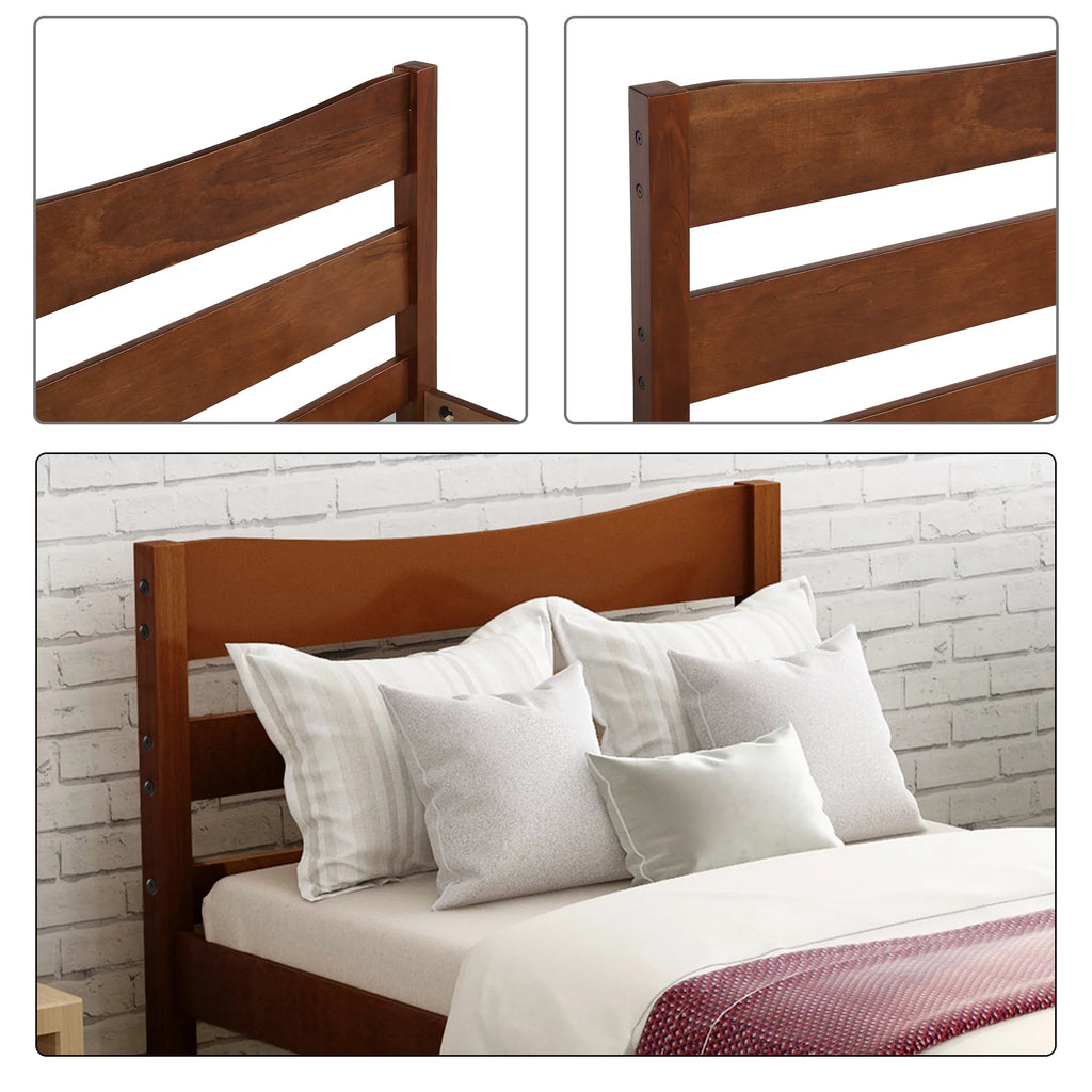 White Twin Size Solid Wood Platform Bed Frame with Headboard and Footboard G524867