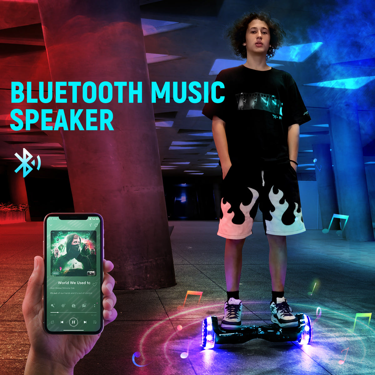 Bluetooth Hoverboard with LED Lights, All Terrain 6.5 inch Two Wheels Electric Scooter T732486