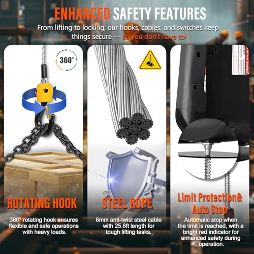 1100lbs Portable Electric Hoist Winch with Wire Remote Control P425