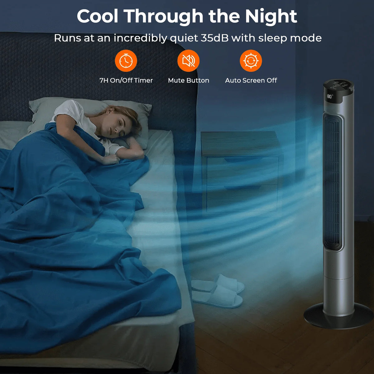 Quiet Bladeless Tower Fan with Remote R47177