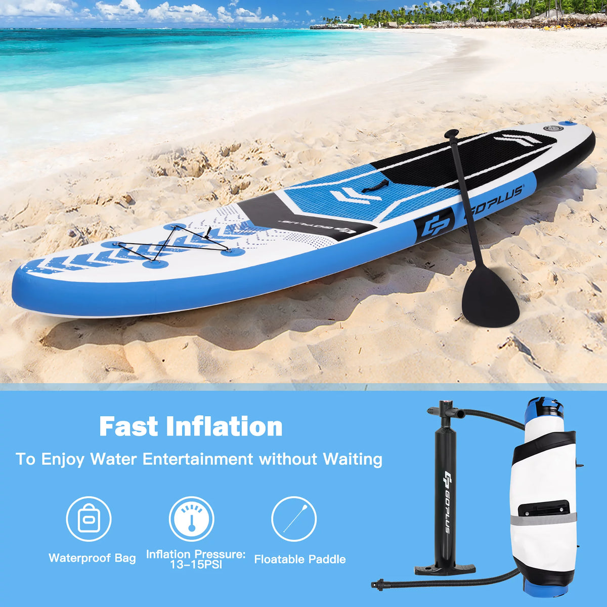 10'5'' Inflatable Stand Up Paddle Board with Carrying Bag T980152