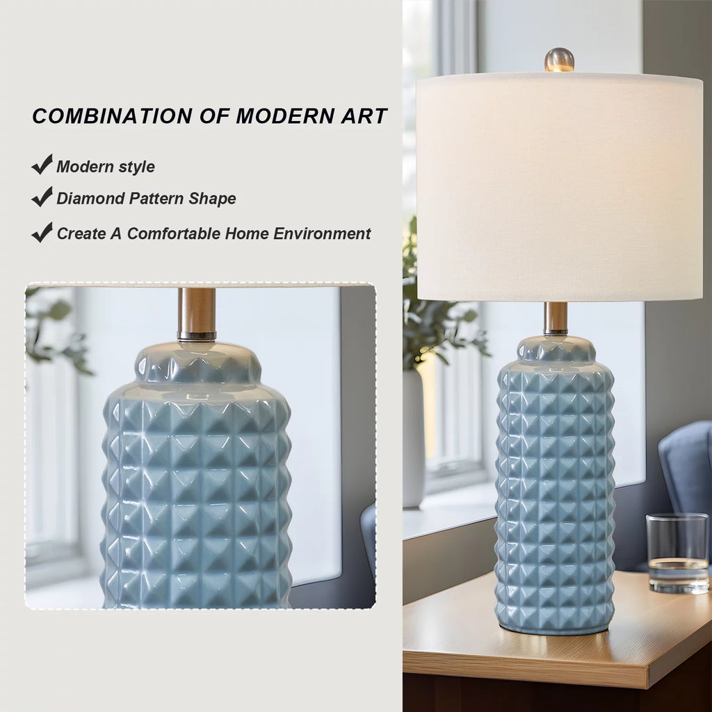 Light Blue 24.5" Ceramic Table Lamp Set of 2 Z18752