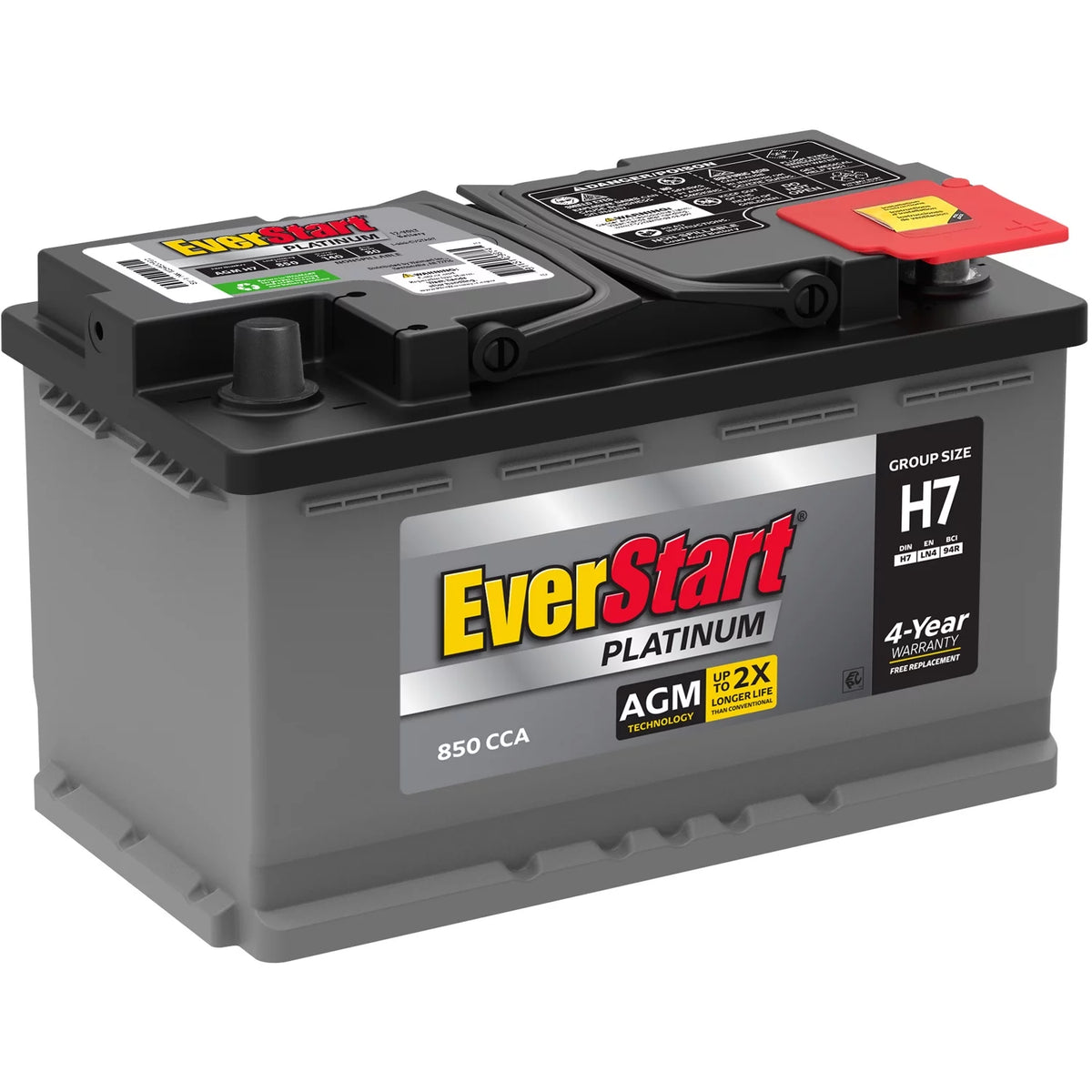 AGM Automotive Battery, Group Size H7 / LN4 / 94R 12 Volt, 800 CCA 140 RC K149913