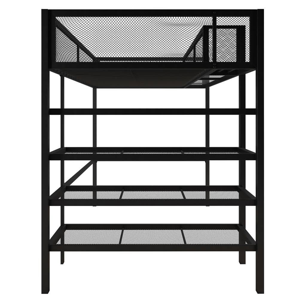 Black Metal Twin Storage Loft with Bookcase F439017