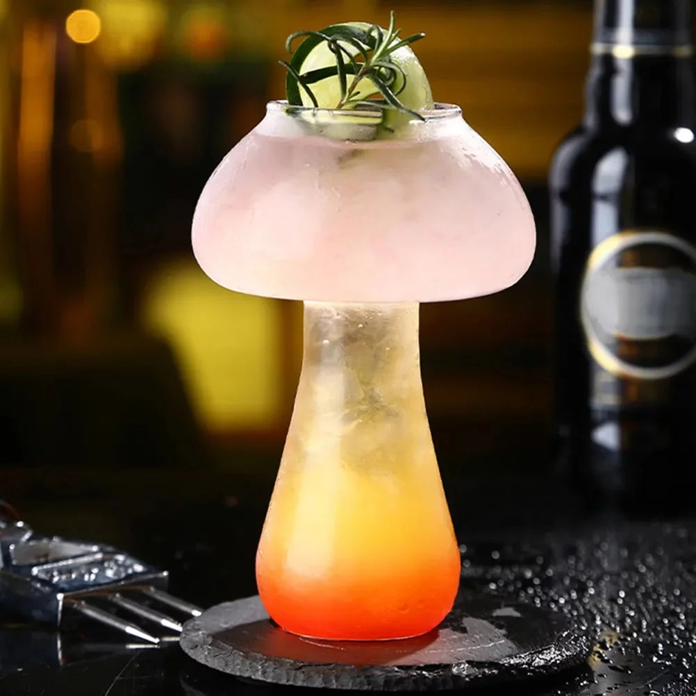 Mushroom Cocktail Mocktail Transparent Glass with Straw 300 ml Set of 2 S4654