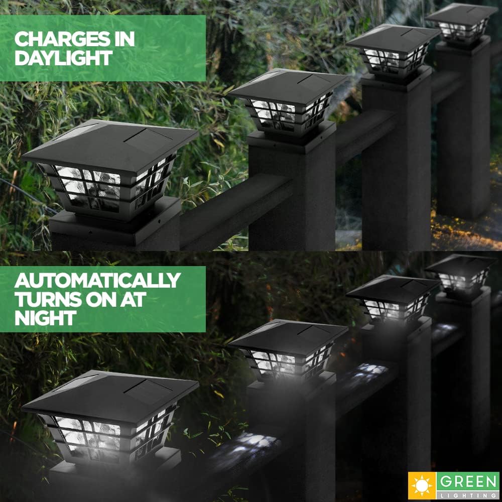 12 Pack Black Solar Powered Post Cap Light R77824