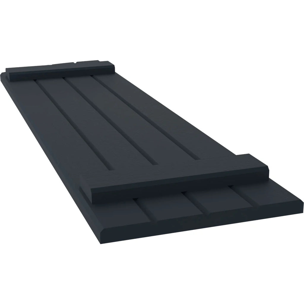 14"W x 58"H Real Wood Board-n-Batten Shutters with Elliptical Top, Starless Night Blue P919855