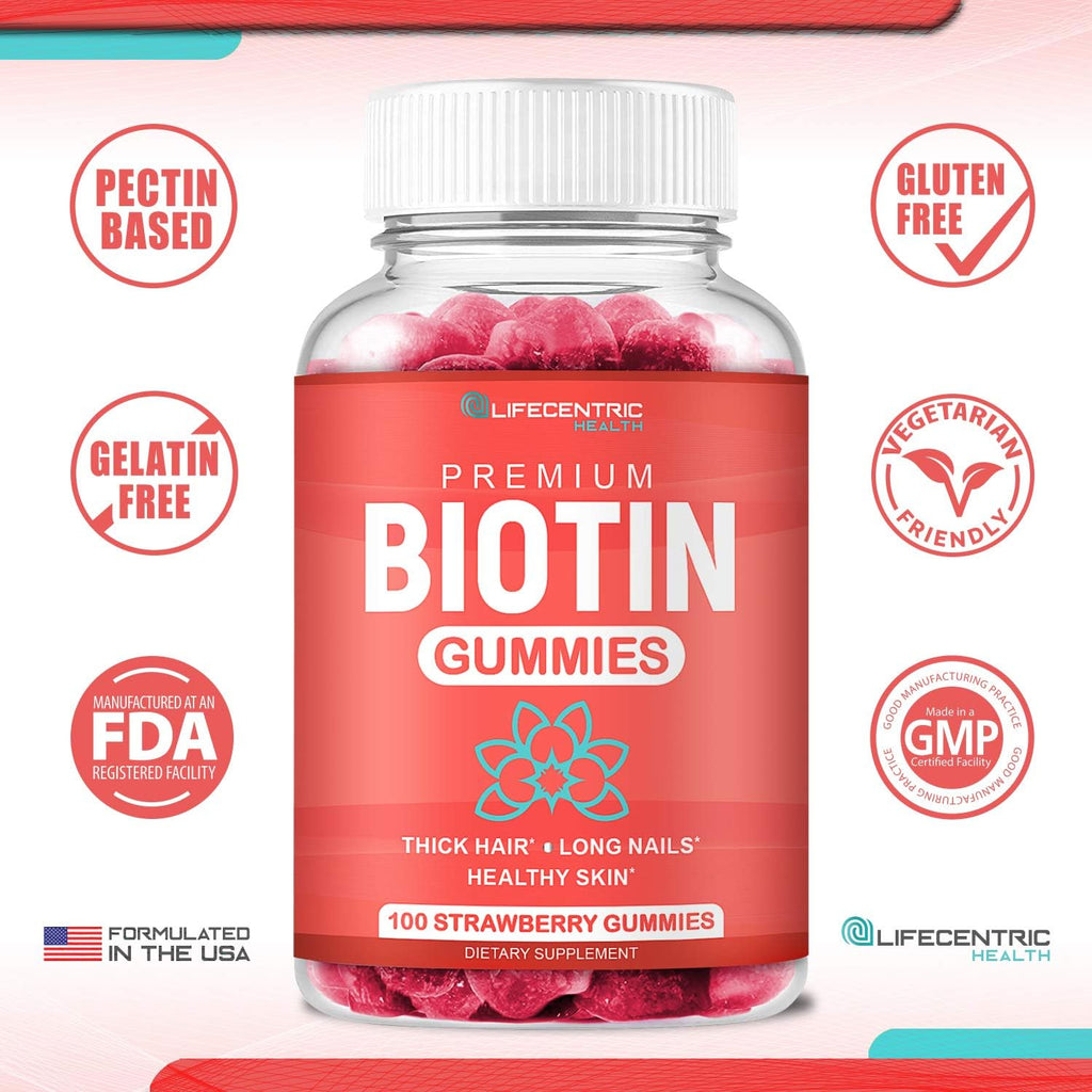 Biotin 10000mcg Chewable Supplement, 100 Count Vegan Gummies T619