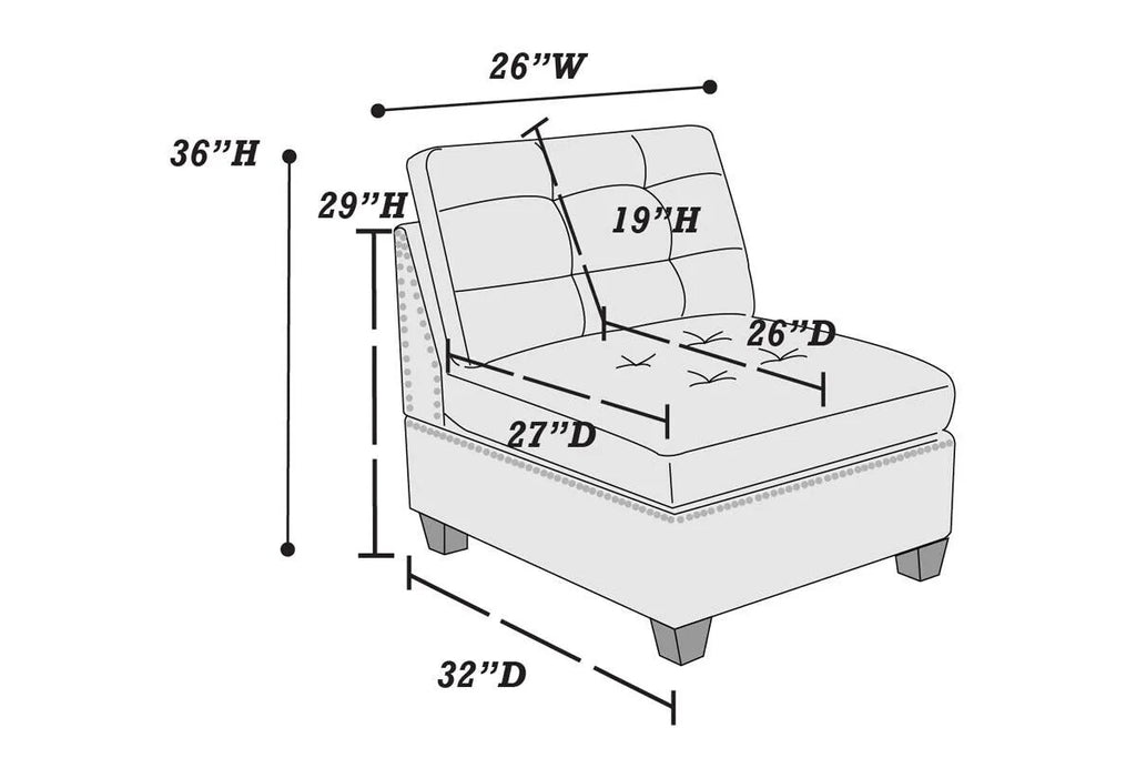Gray Fabric 6pc U-Sectional Couch with 2 Corner Wedge, 2 Armless Chairs, 2 Ottomans F80276
