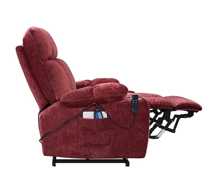 Red Power Lift Recliner Chair with Massage and Heat I3383