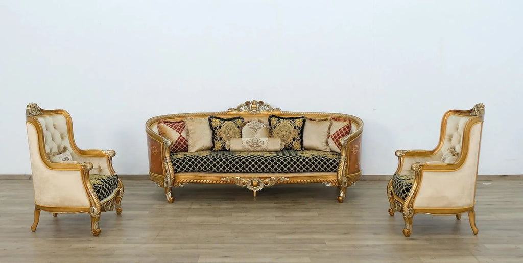 Black & Silver Gold Sofa Set 3 Q553901