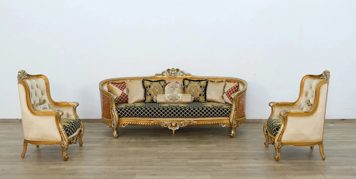 Black & Silver Gold Sofa Set 3 Q553901