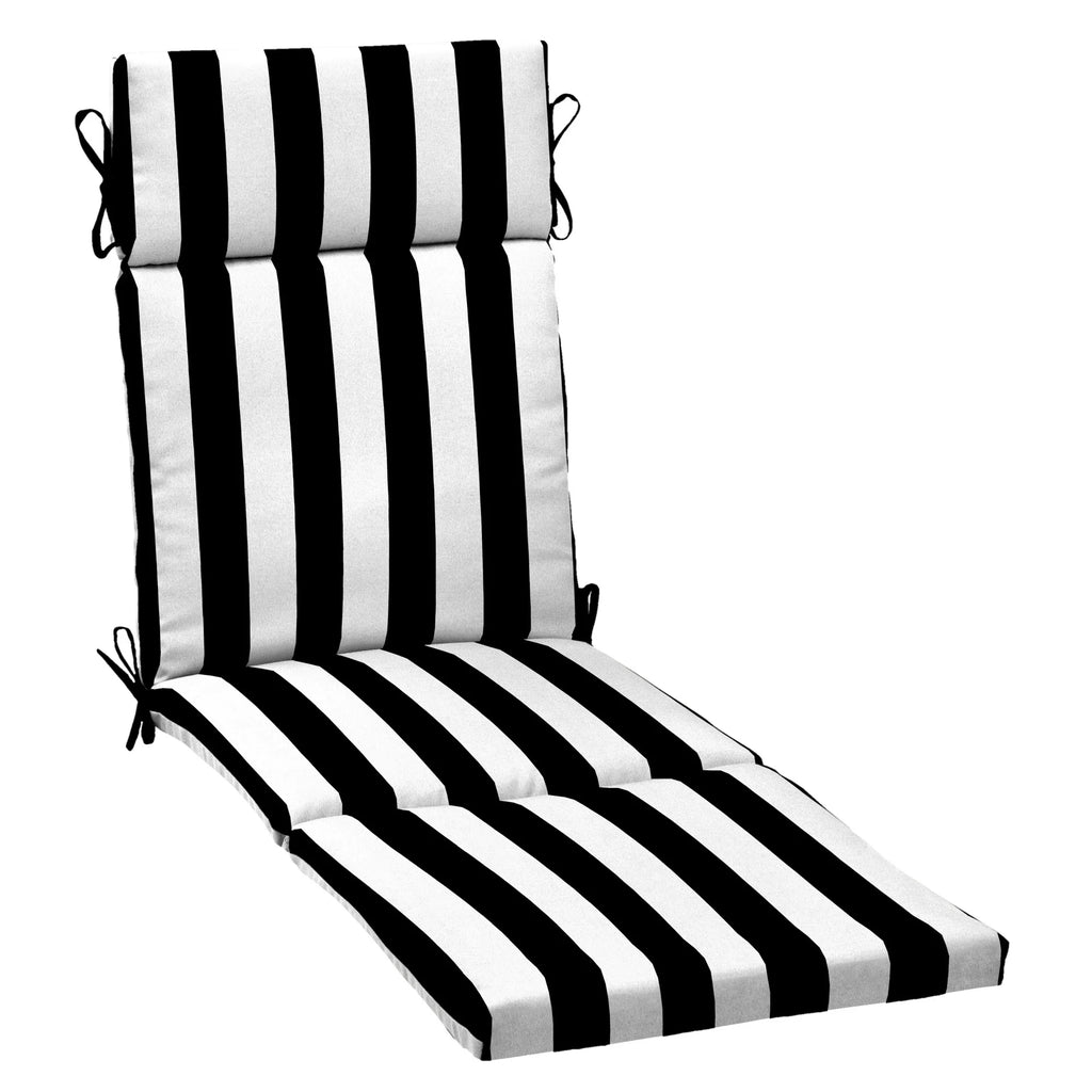Black Cabana Stripe Outdoor Chaise Lounge Cushion F318411