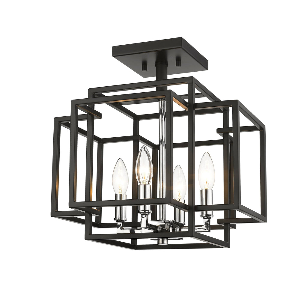 Black Steel Semi-Flush Mount Light B697