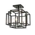 Black Steel Semi-Flush Mount Light B697