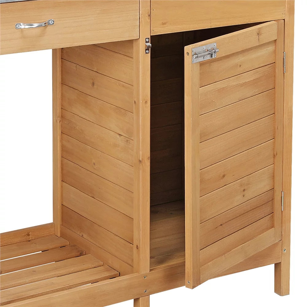 Garden Potting Bench with Cabinet Drawer J125015