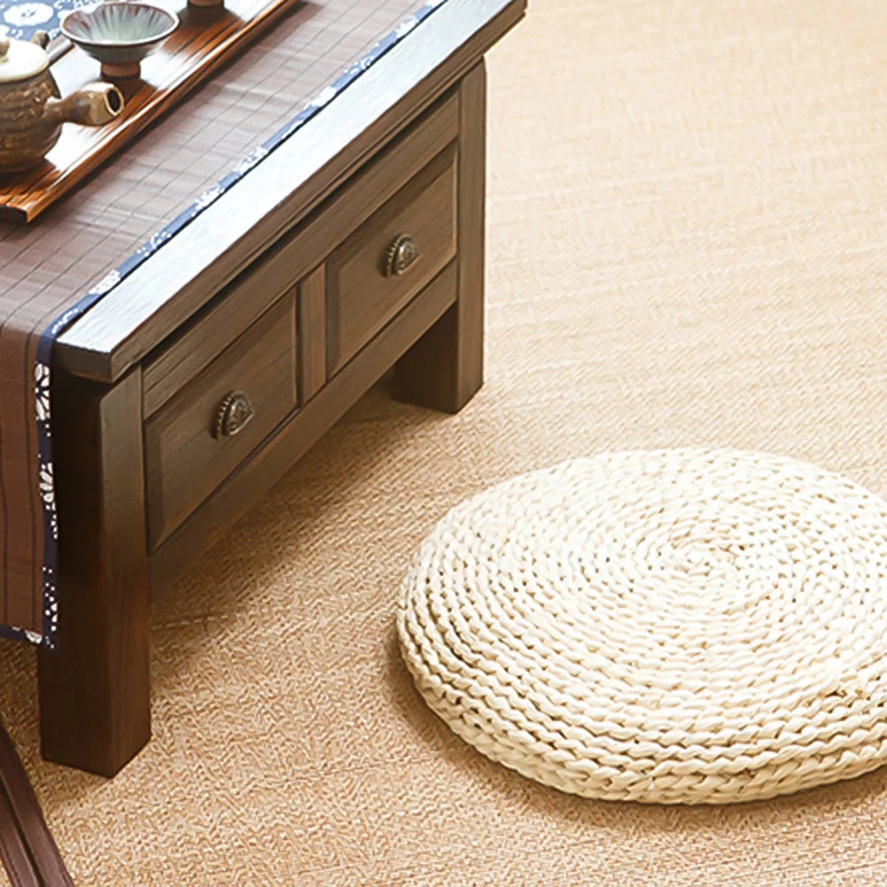 Round Straw Weave Floor Pillow X8859