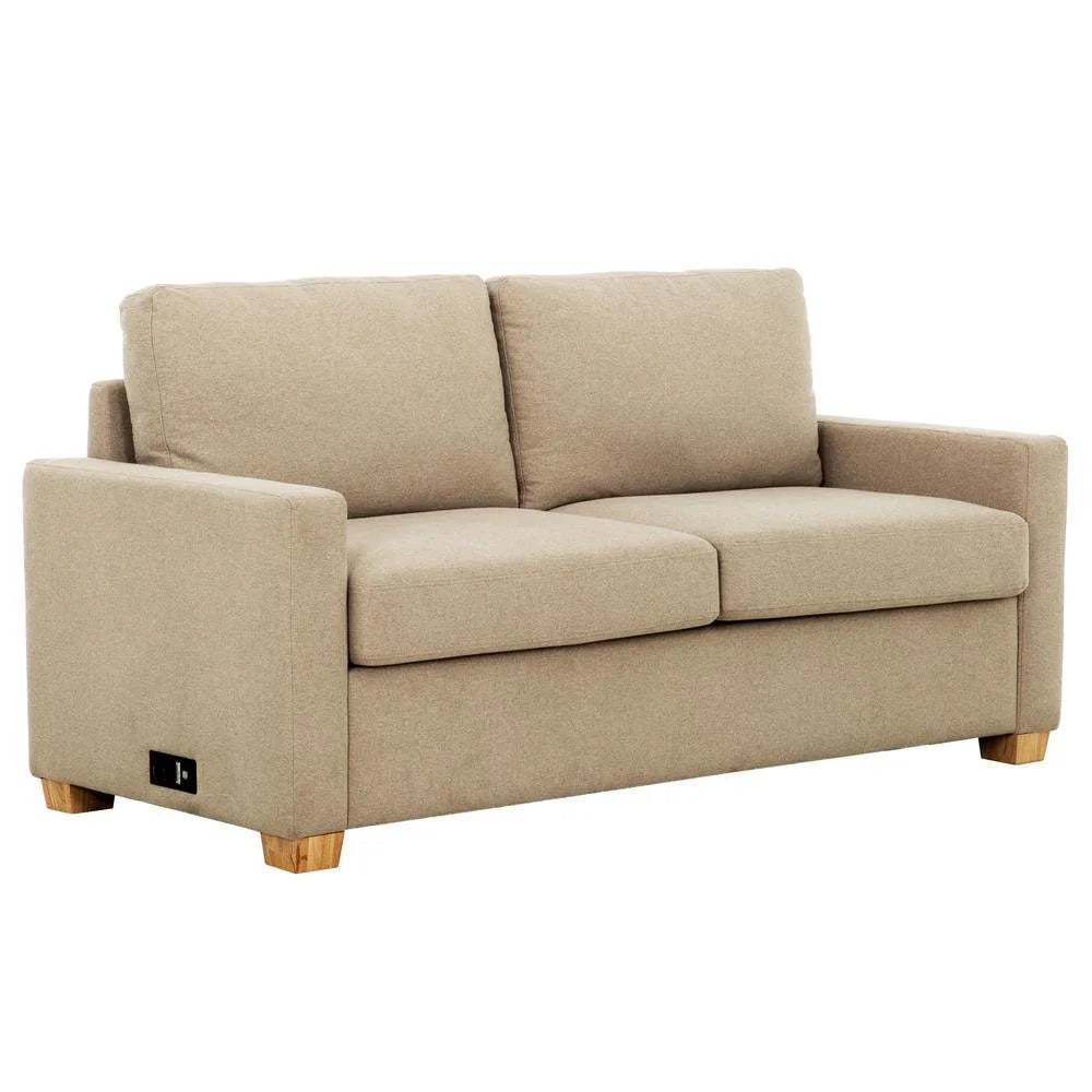 Beige Convertible Full Sleeper Sofa with USB Port K73354