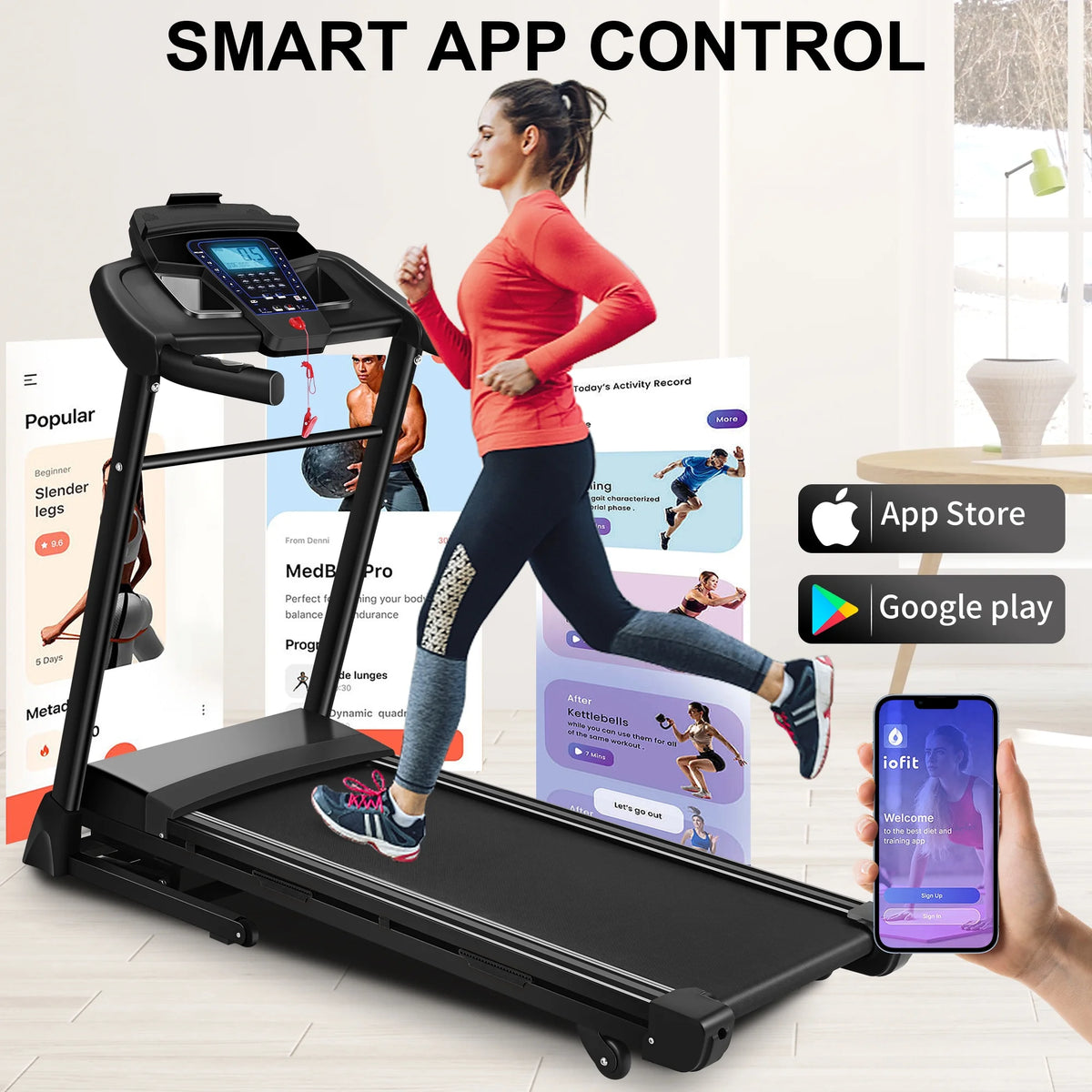 3.25 HP Folding Treadmill with 15 Level Auto Incline G209886