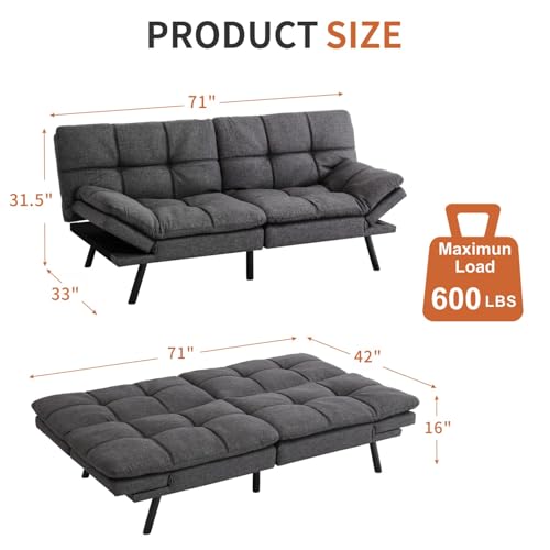 Black Memory Foam Convertible Sofa Bed O9098