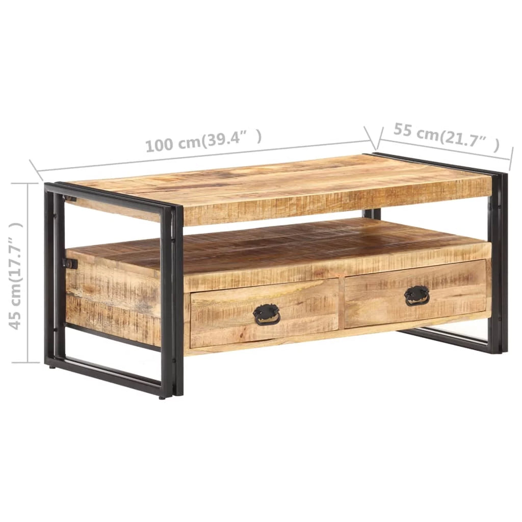 Wooden Coffee Table with Storage Shelf and 2 Drawers Y2347