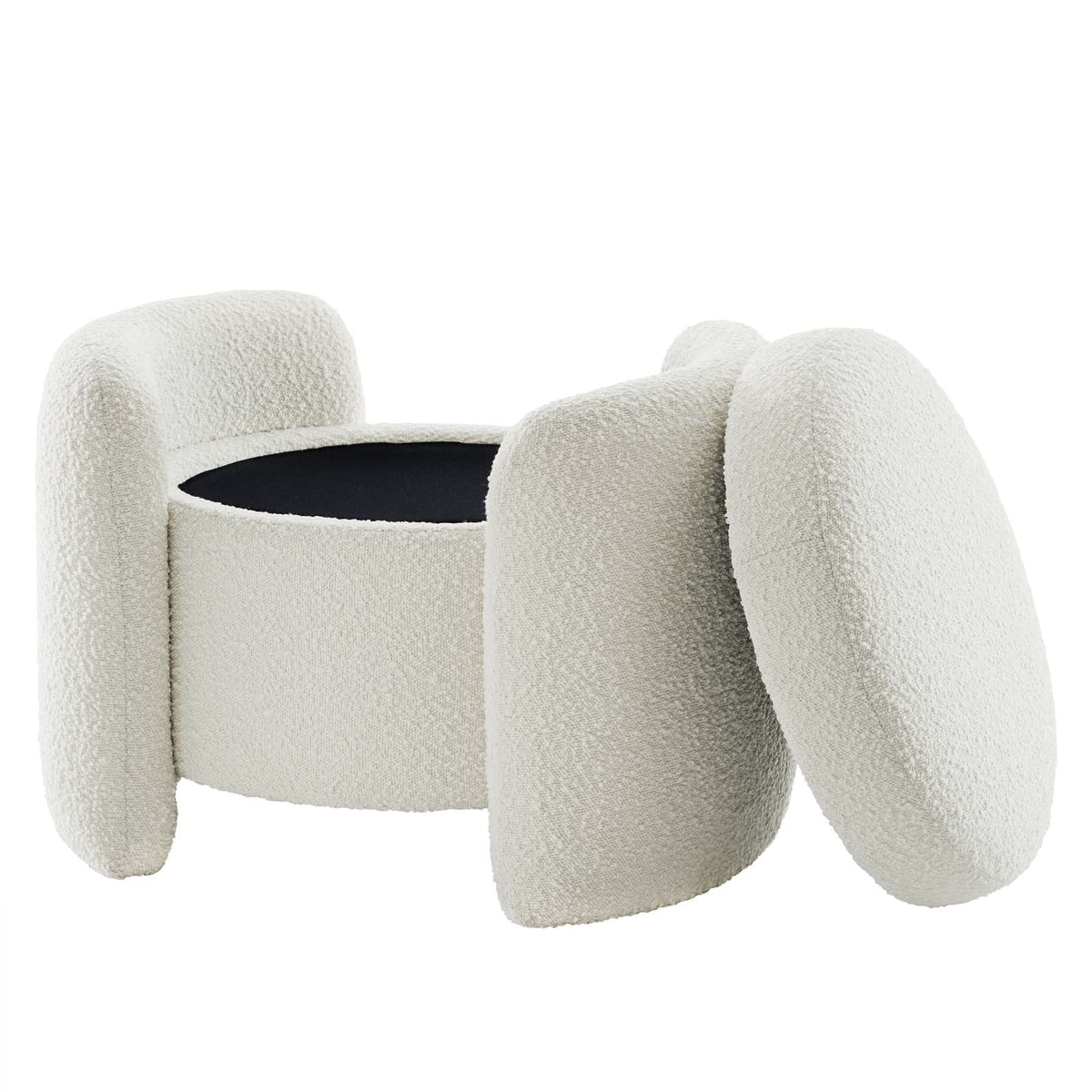 Ivory White Fabric Ottoman Accent Chair K884