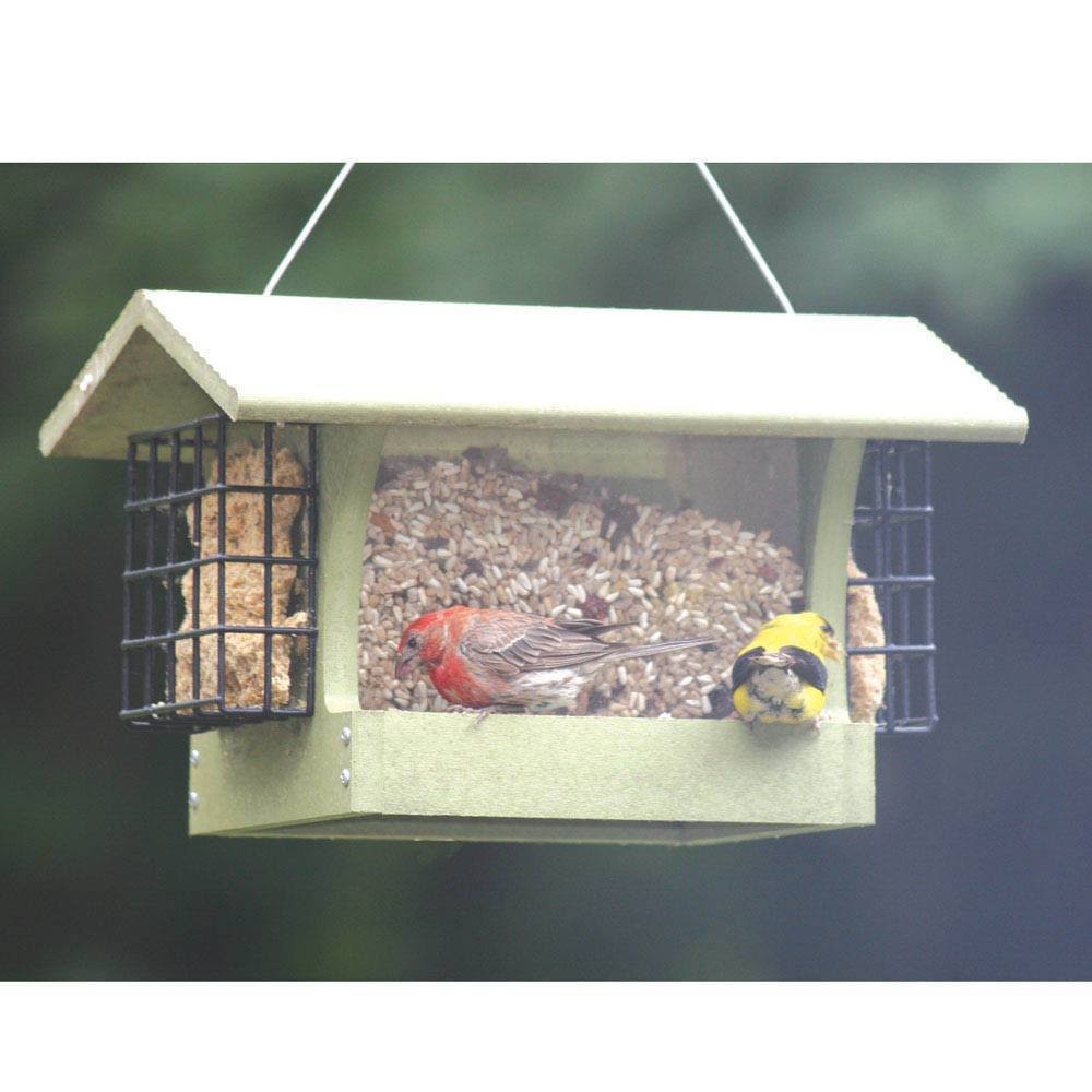 Recycled Medium Hopper Bird Feeder with Suet Cages U581